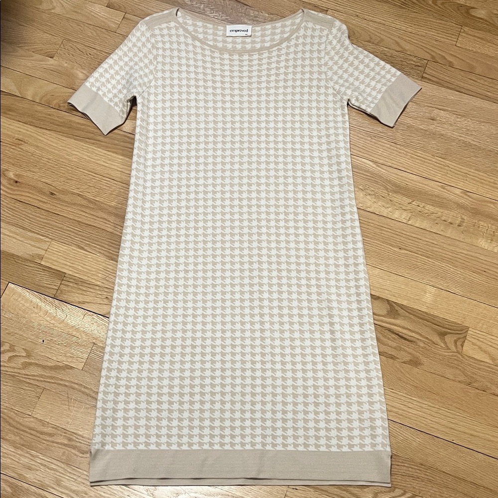 Emproved Cream Houndstooth Dress